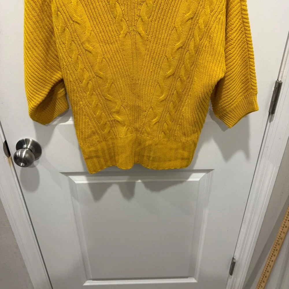Antonio Melani Womens Cowl Neck 100% Wool Cable Knit Sweater Yellow Size Small